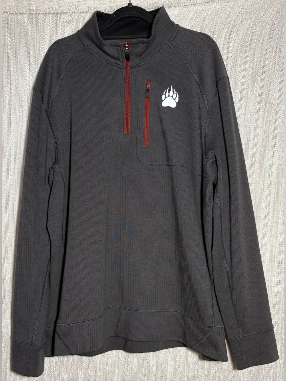 Duluth Trading Co Charcoal Half-Zip Pullover with Red Zippers